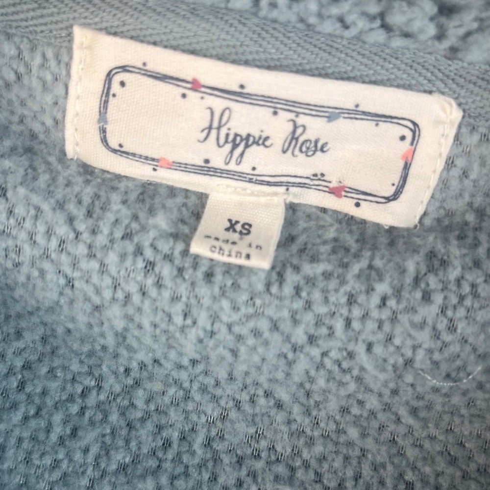 Hippie Rose Cozy Blue Sherpa Half-Zip Hoodie | Soft Plush Warm Winter Essential - Picture 2 of 9